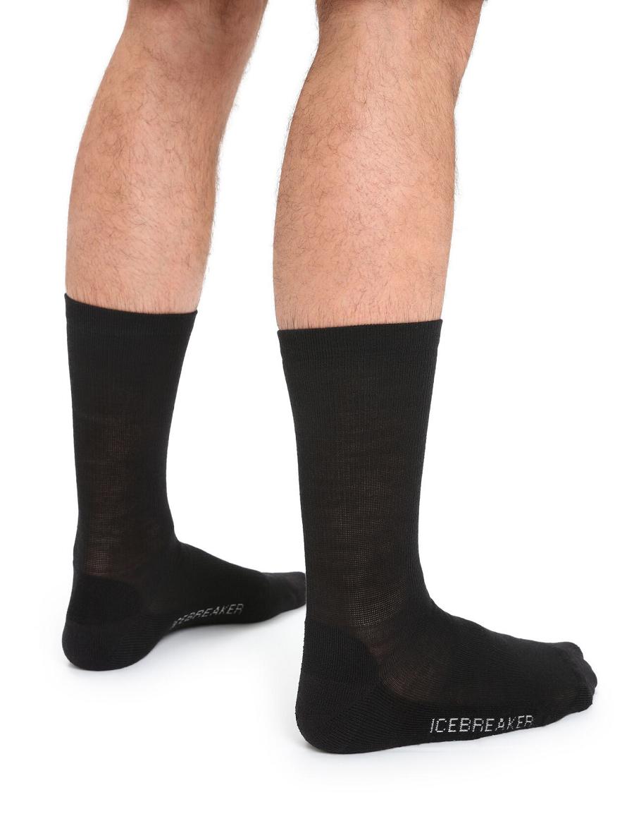 Black Icebreaker Merino Lifestyle Light Crew Men's Socks | AU 1048ILHS